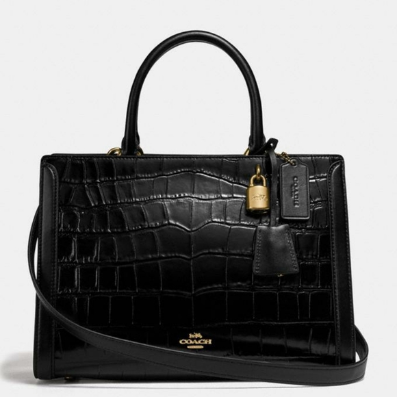 ✅ Coach Croc Embossed Zoe Large Carryall